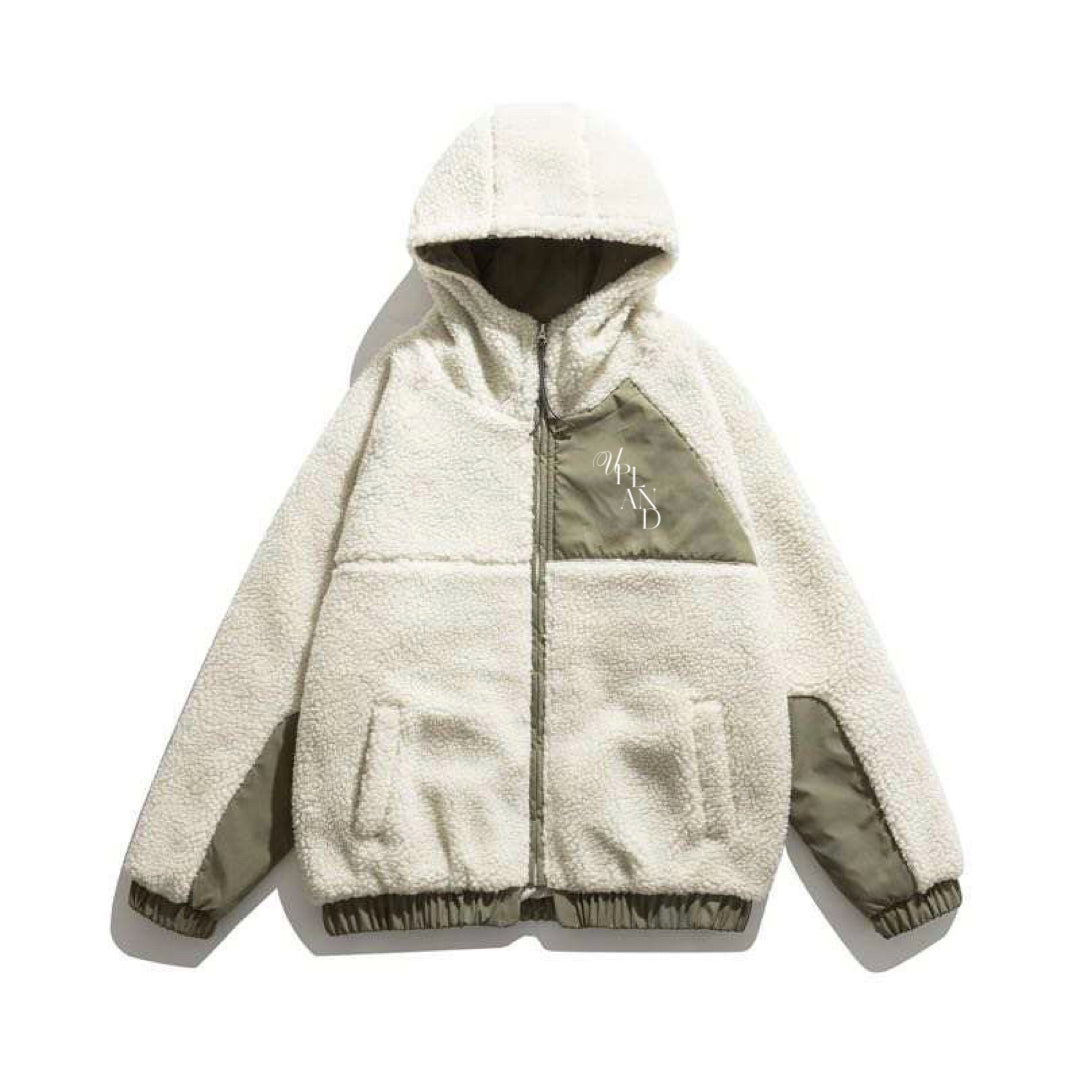 Pistachio Color Block Sherpa Fleece Jacket
